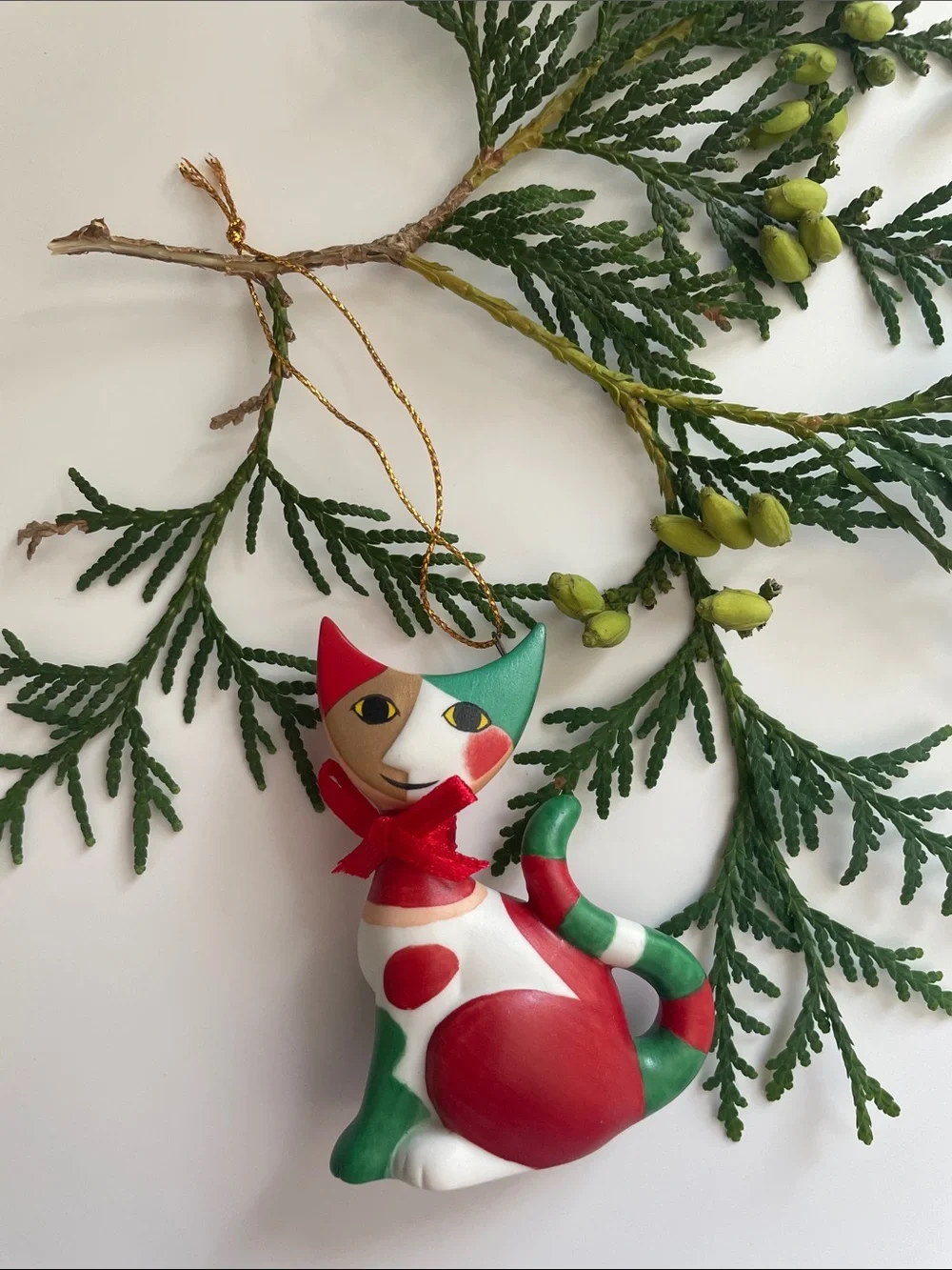 Vintage Goebel Porcelain “Guiseppi” Cat Ornament signed R. (Rosina) Wachtmeister
